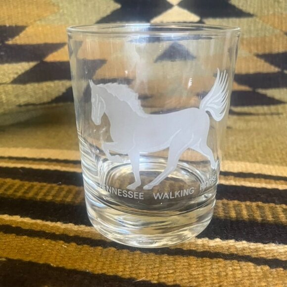 Set of 4 Etched Horse Breed 8 oz Bourbon Glasses RARE Equestrian Old Fashioned - Picture 3 of 5